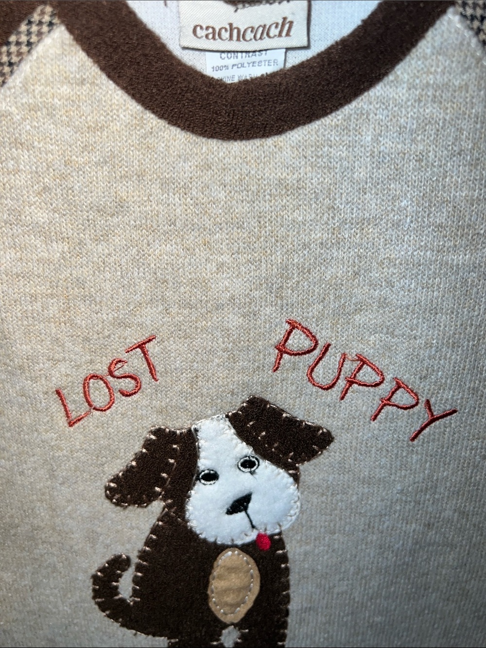 Vintage Kids "Lost Puppy" Beige & Brown Pajama Set​ - Picture 3 of 8